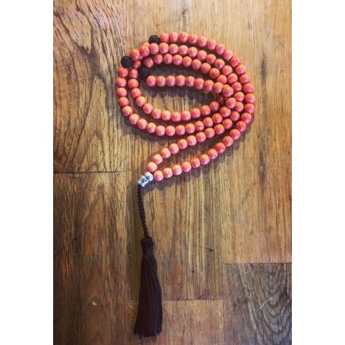 Malas Budista 108 howlita naranja y plata ॐ