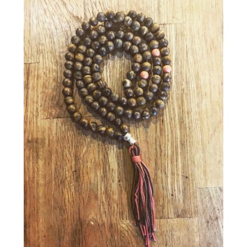 Malas Budista 108 ojo de tigre y plata ॐ